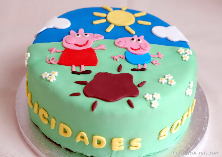 Tarta Fondant de cumpleaños Peppa Pig