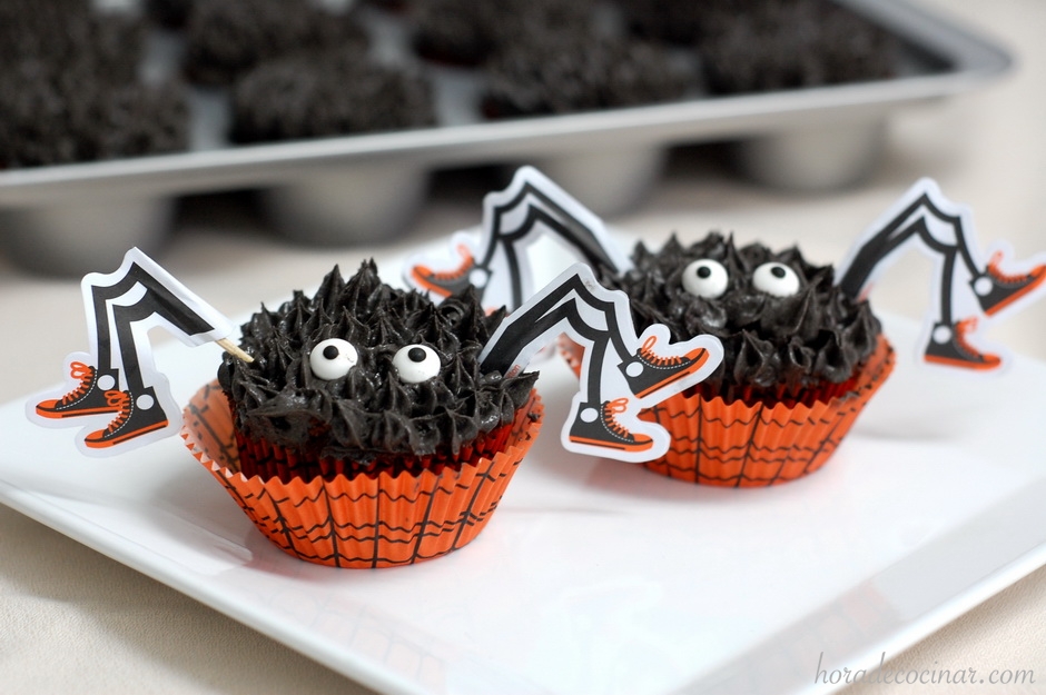 Cupcakes arañas de Halloween