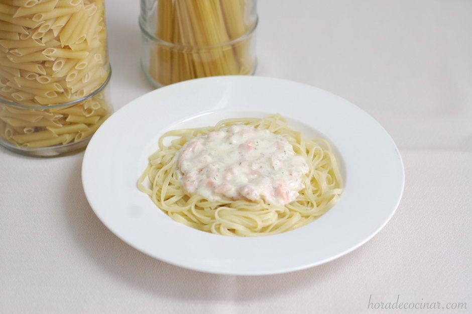 Tallarines de trufa con salsa de salmón