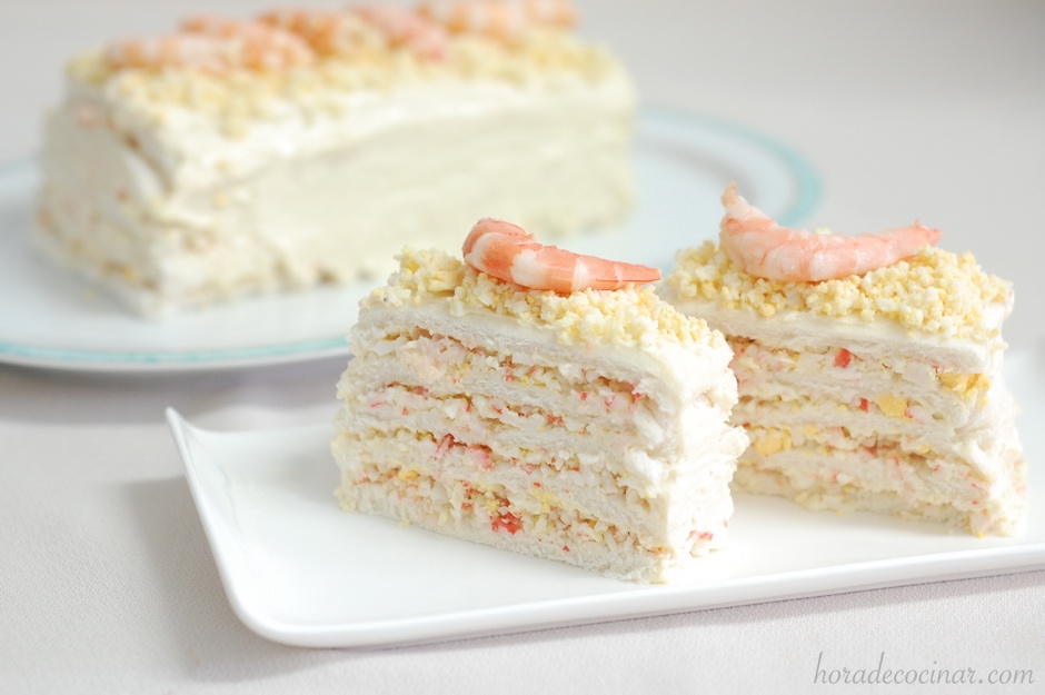 Pastel de marisco con pan de molde